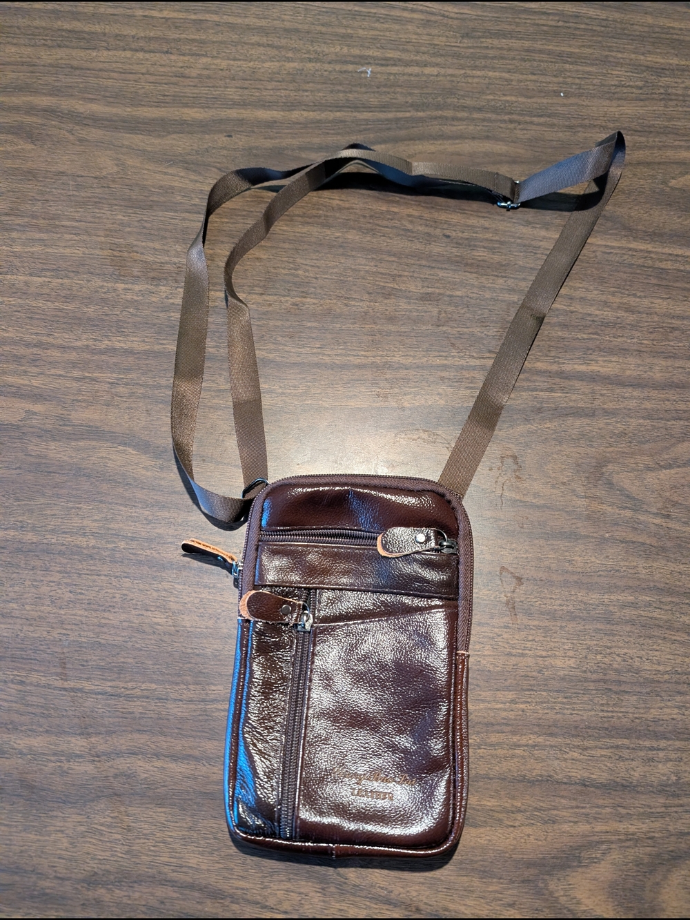 Men's Small Brown Crossbody Leather Bag - Compact Travel Pouch